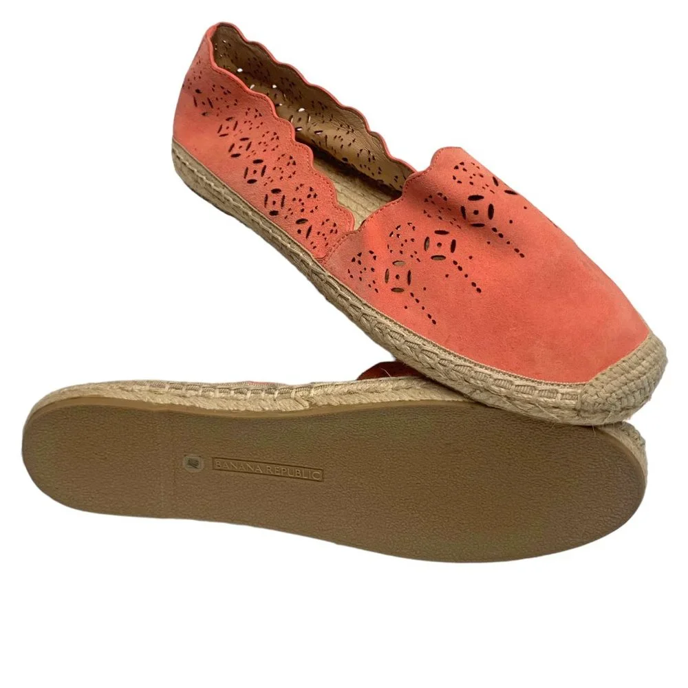 Banana Republic Coral‎ Suede Jute Espadrille Flats  **NEW